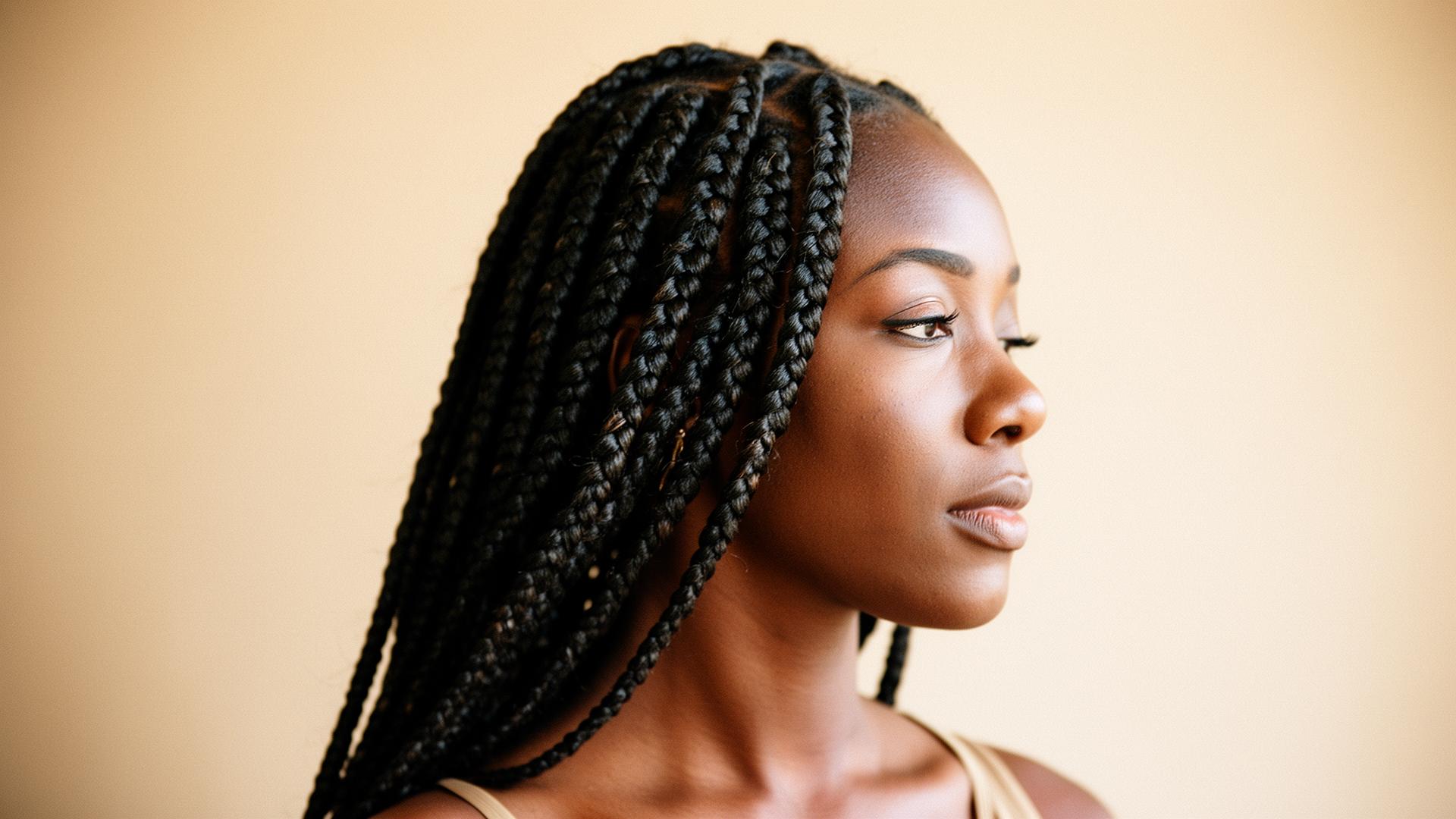 Woman with elegant long braids by Rosa Braids